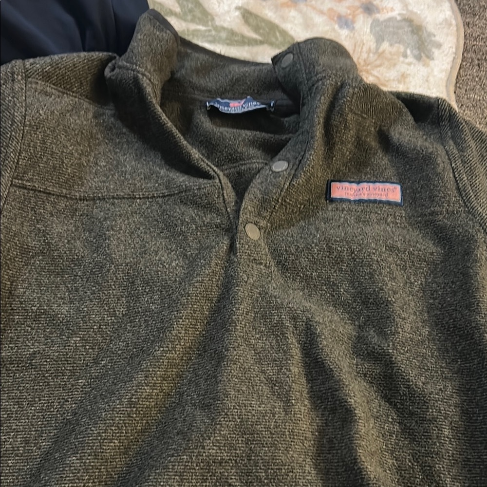 Vineyard Vines Olive Green Fleece Pullover
